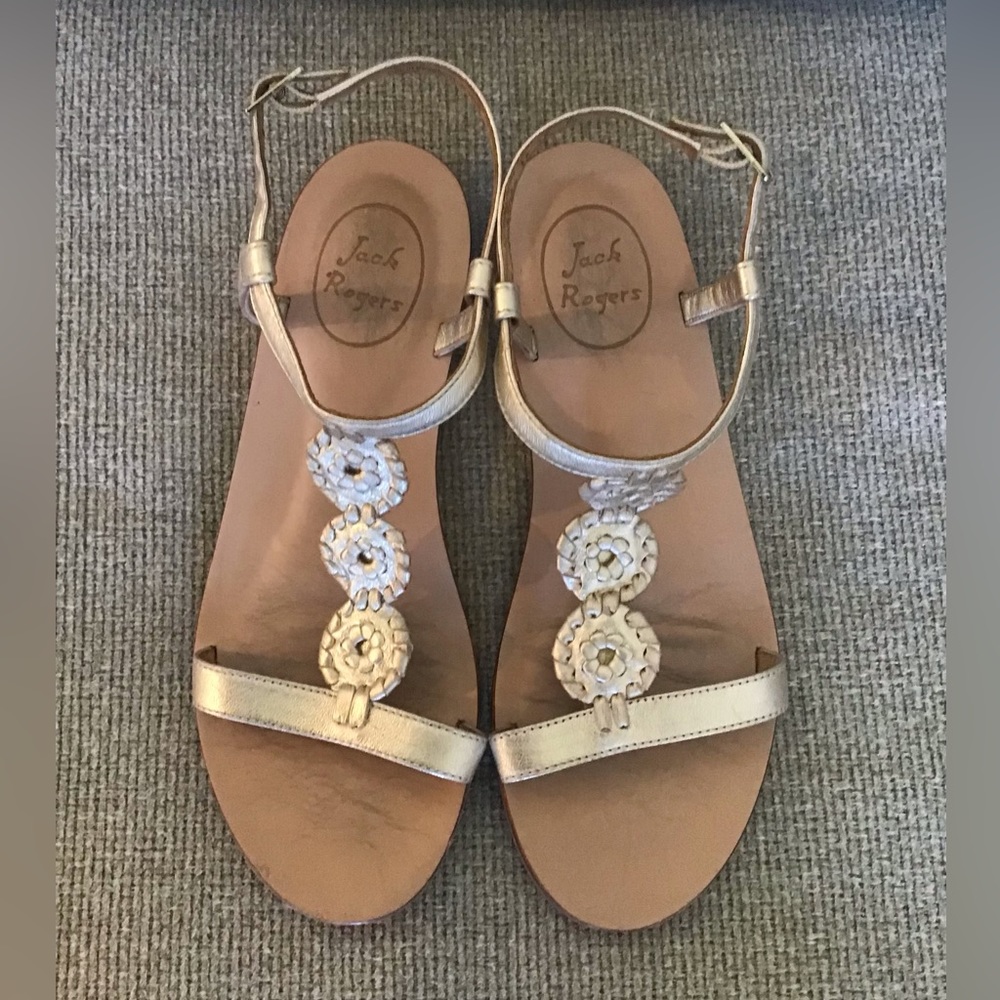 Jack Rogers Classic gold sandals, size 7